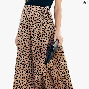 YRLMW Leopard Print Wrap Maxi Skirt